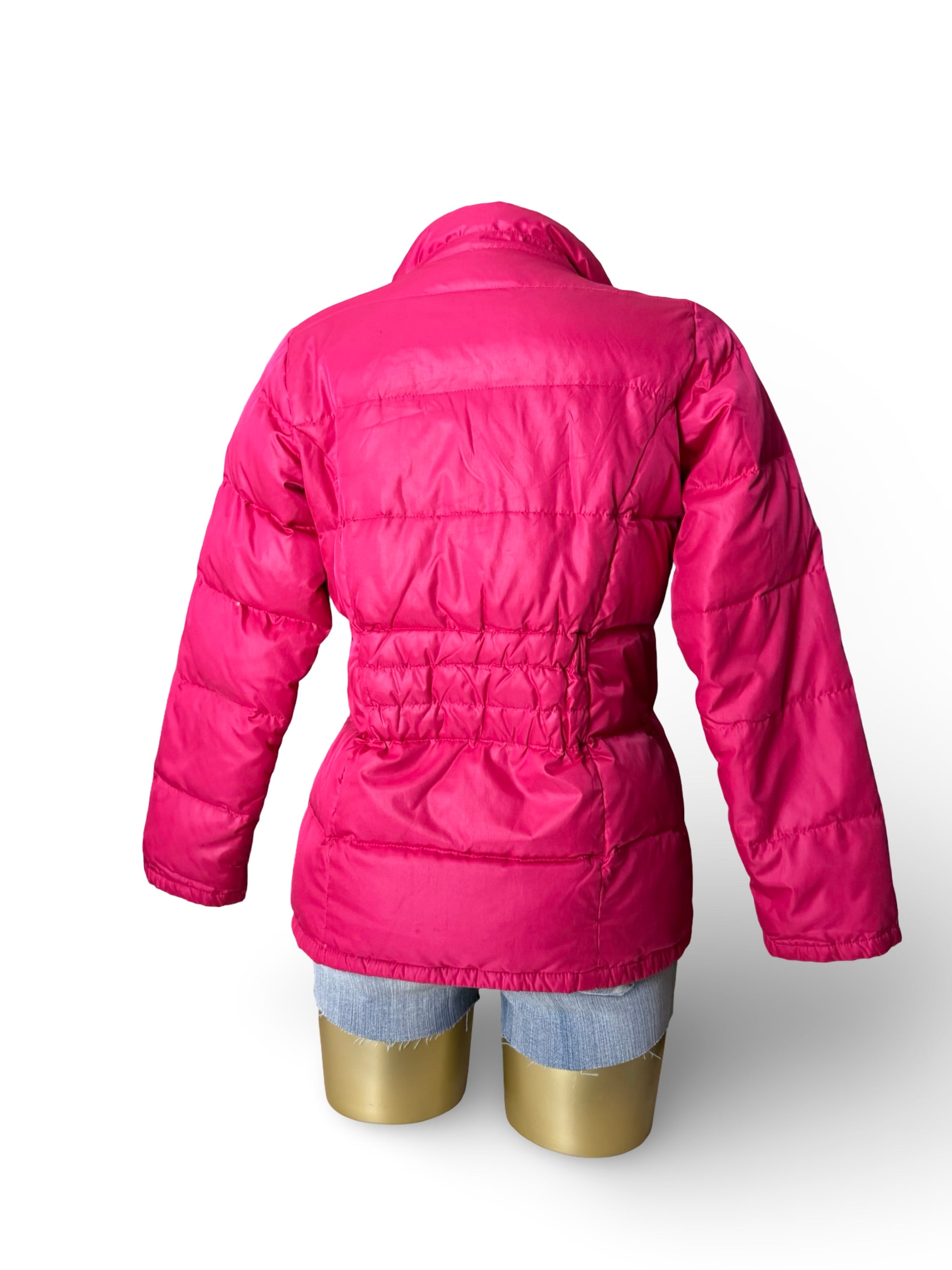 Pink zip up puffer jacket (S/M)