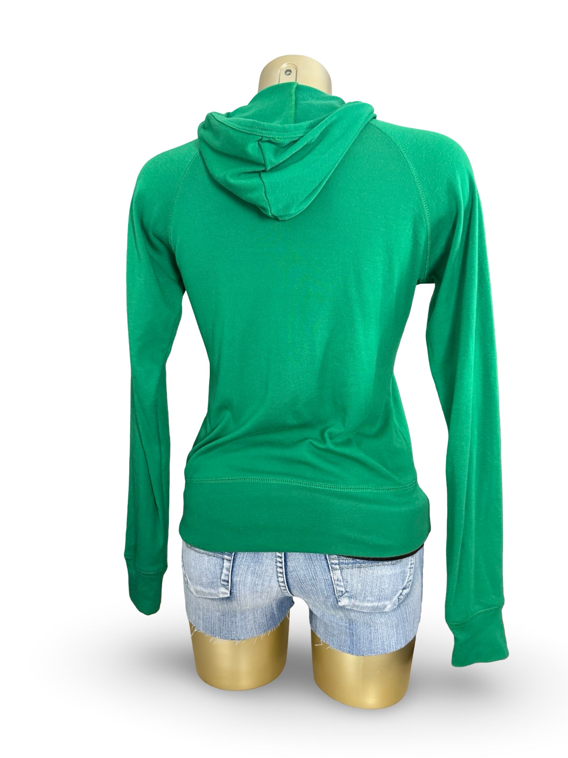 Green logo cotton hoodie (S)