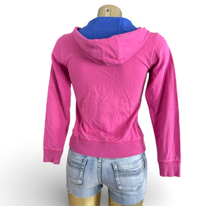 Pink zip up cotton hoodie (XS/S)