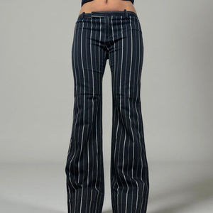 Black striped low rise office flared pants (S/M)