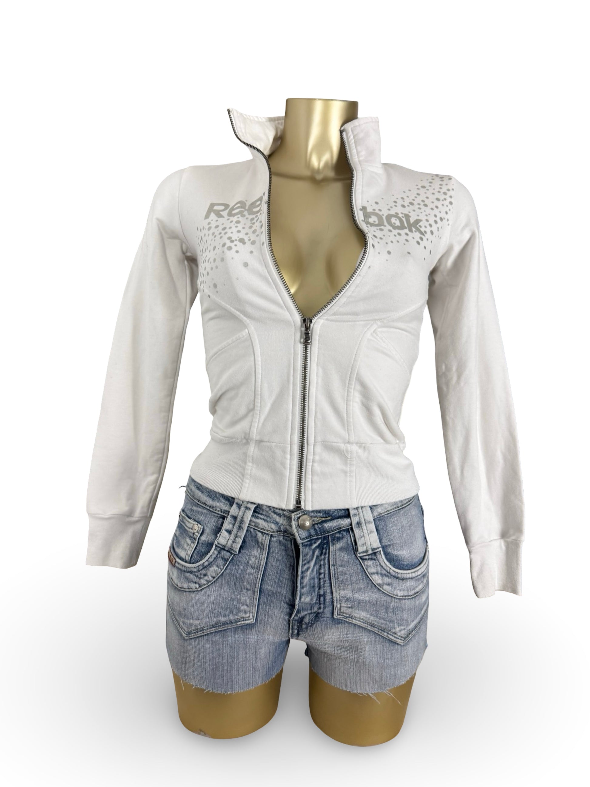 White zip up logo cotton sweatshirt (XS)