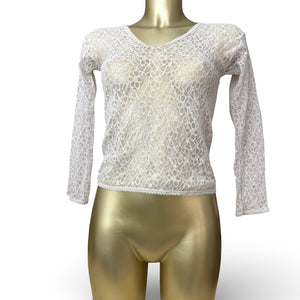 White cream lace see trough tight fit long sleeves top (S/M)