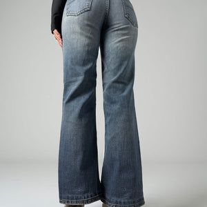 Blue low rise flared pants (S)