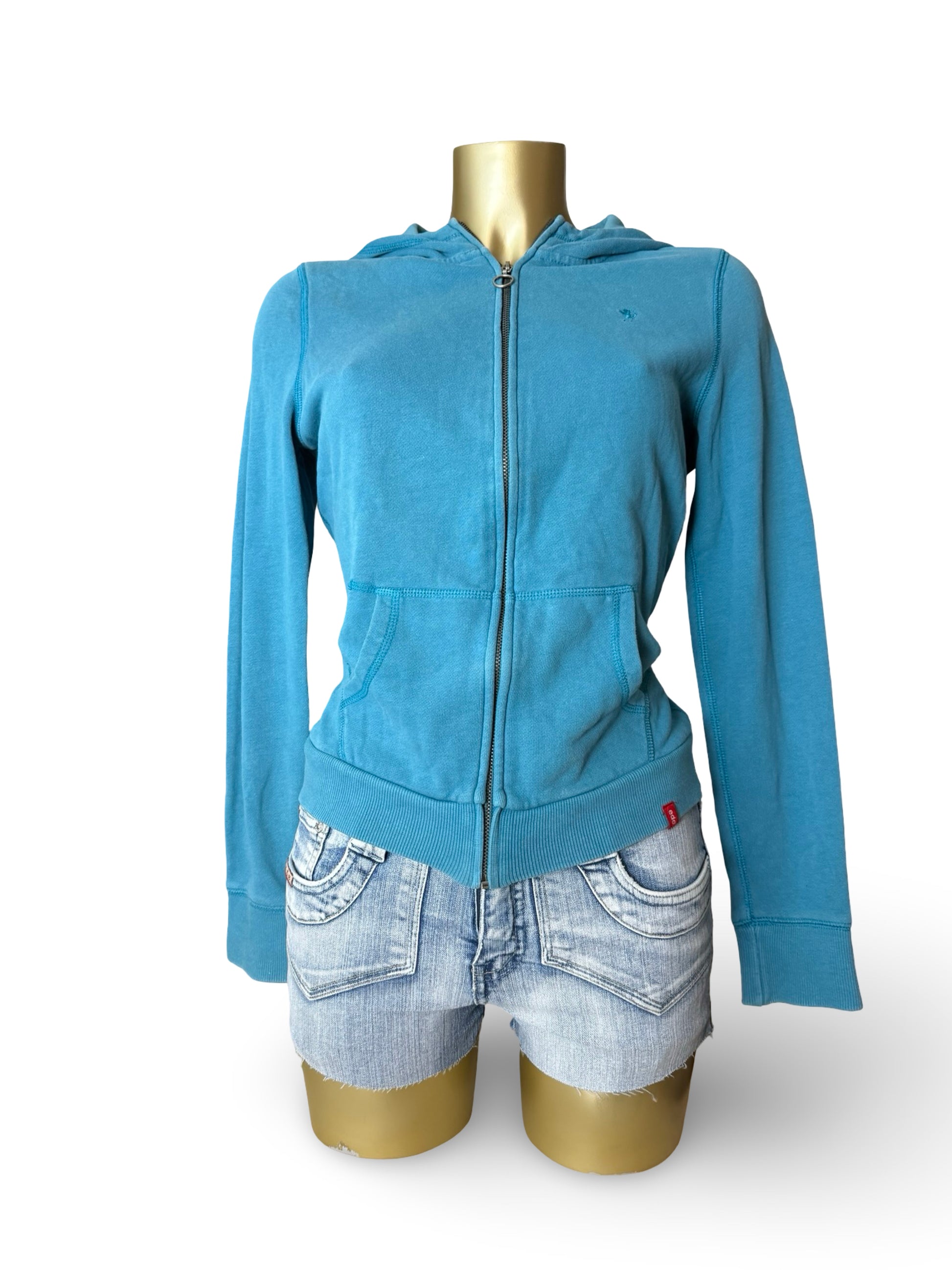 Blue zip up cotton hoodie (M)