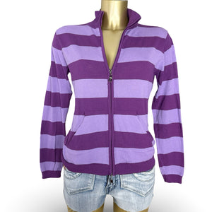 Purple striped zip up jumper (XL)