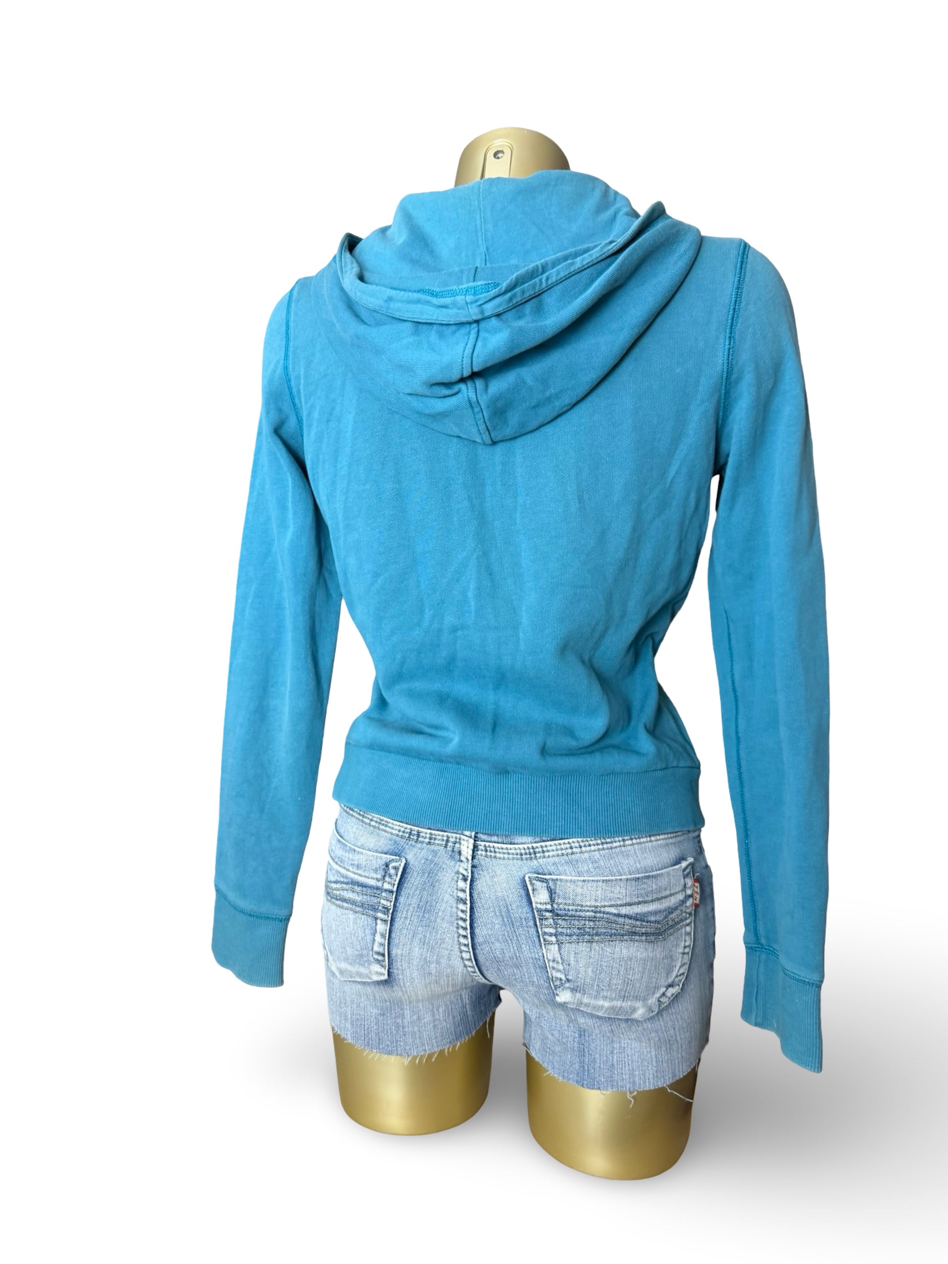 Blue zip up cotton hoodie (M)