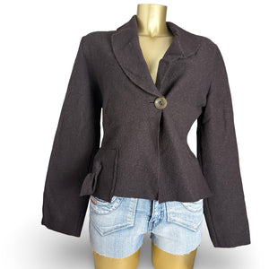 Brown 100% wool tight fit jacket (S)