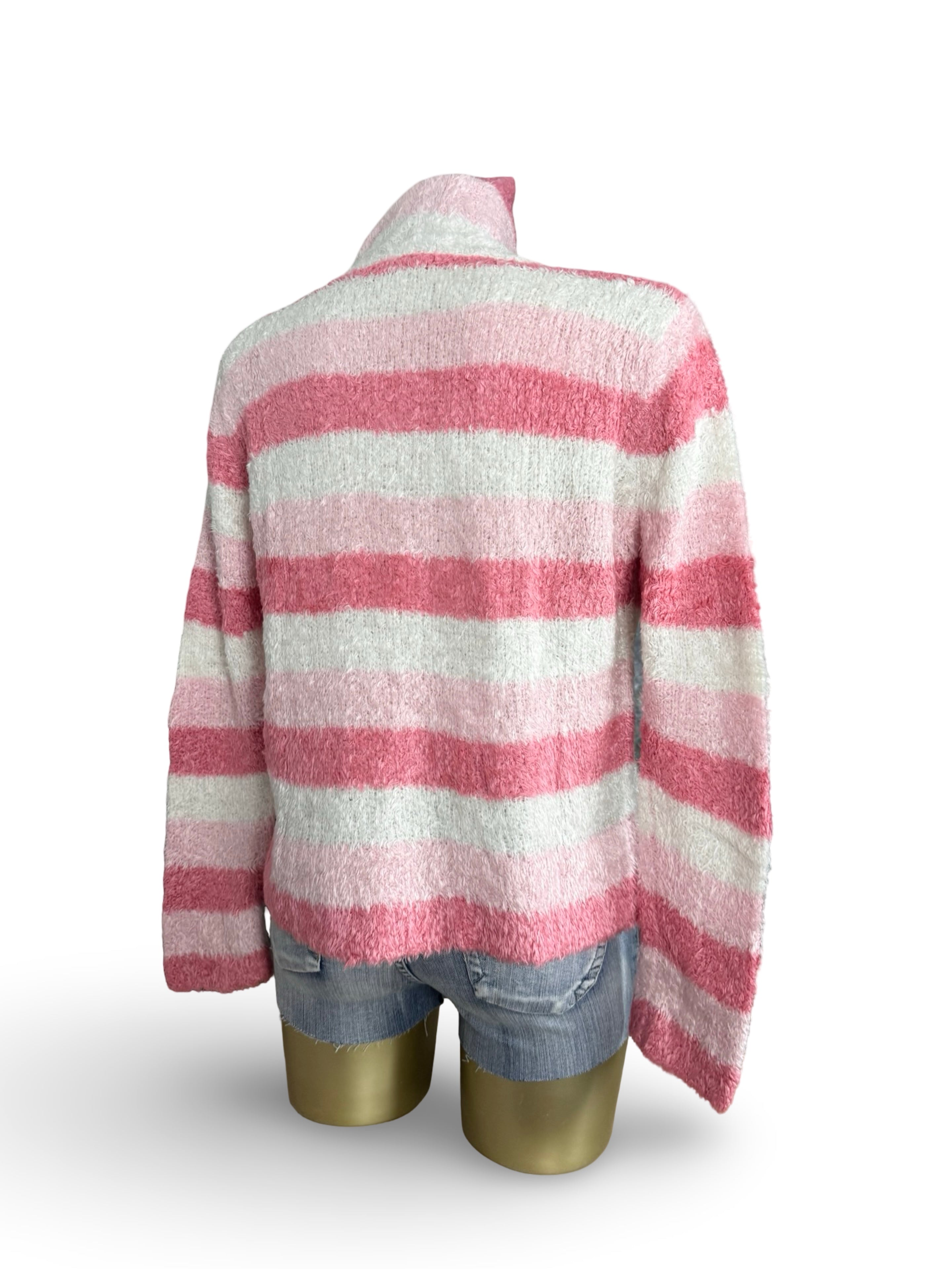 Pink striped super soft turtleneck jumper (M/L)