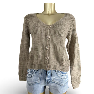 Beige buttons up wool cardigan jumper (XL)
