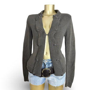 Khaki cardigan jumper (M)