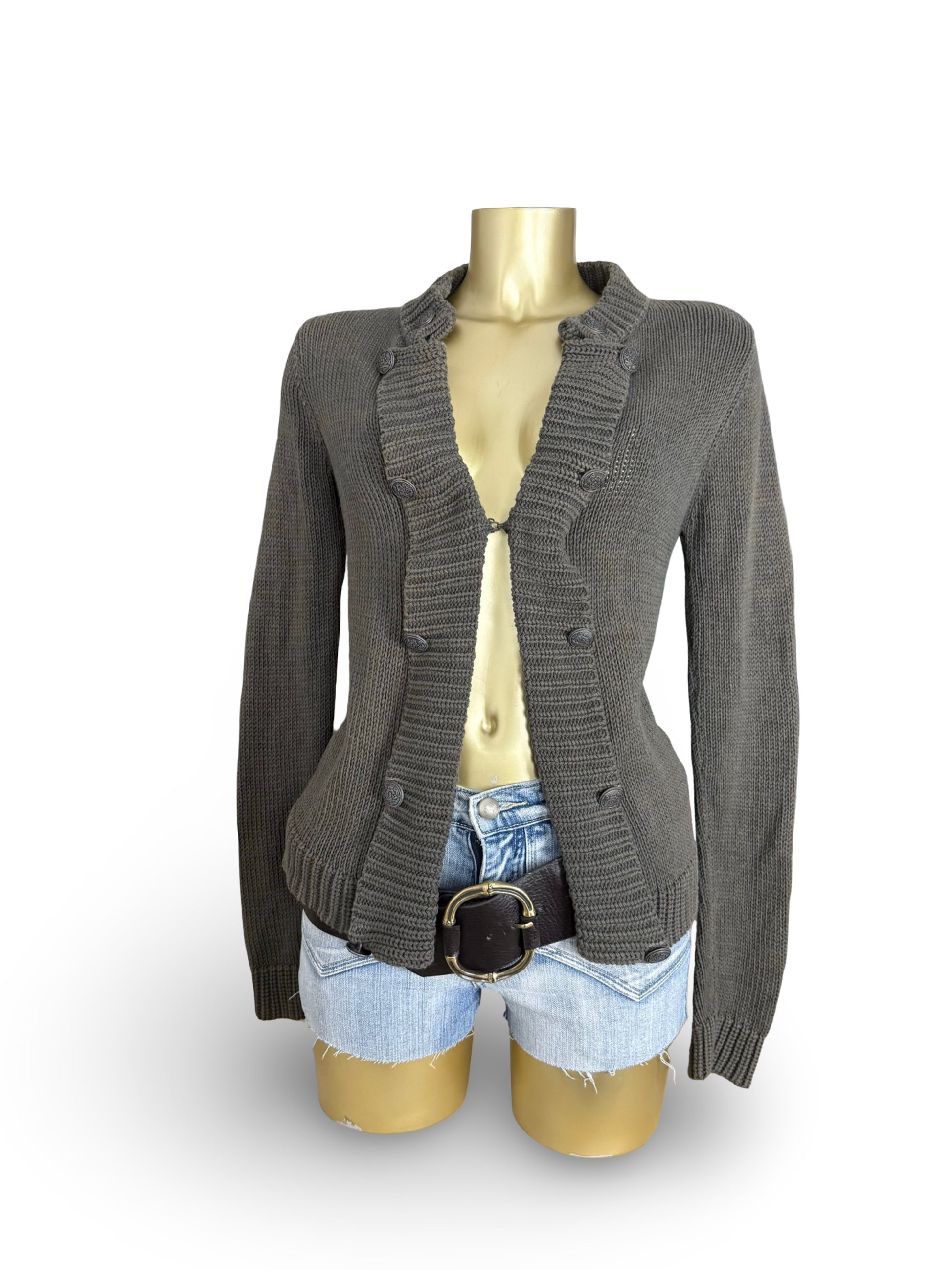 Khaki cardigan jumper (M)