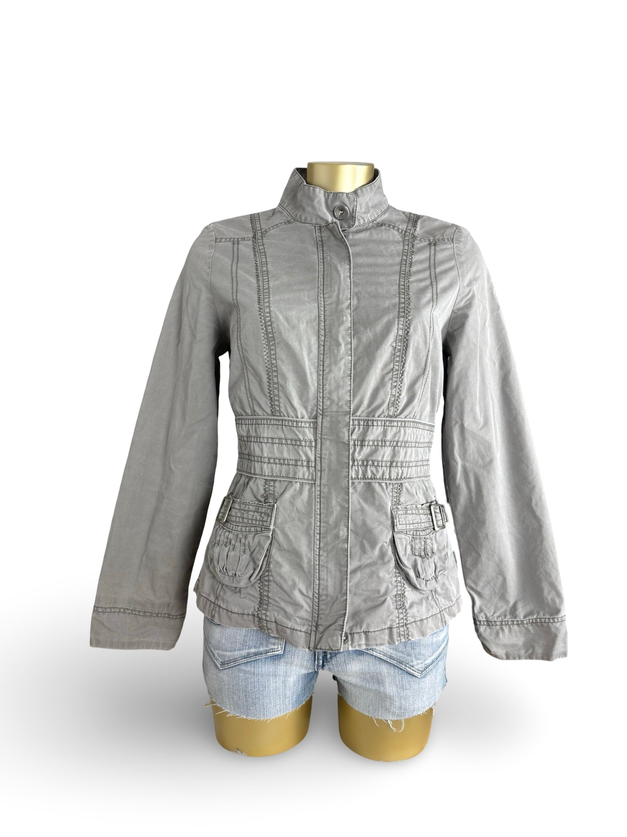 Khaki 100% cotton biker jacket (M)