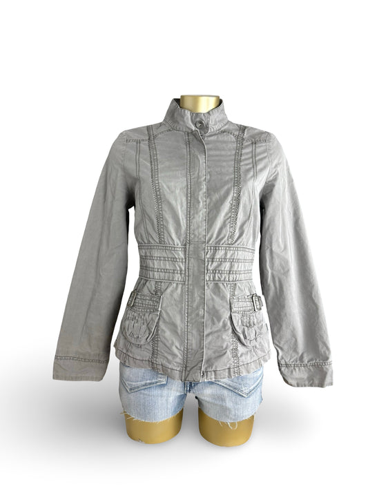 Khaki 100% cotton biker jacket (M)