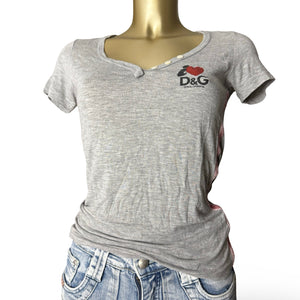 Grey logo tight fit tee (S/M)