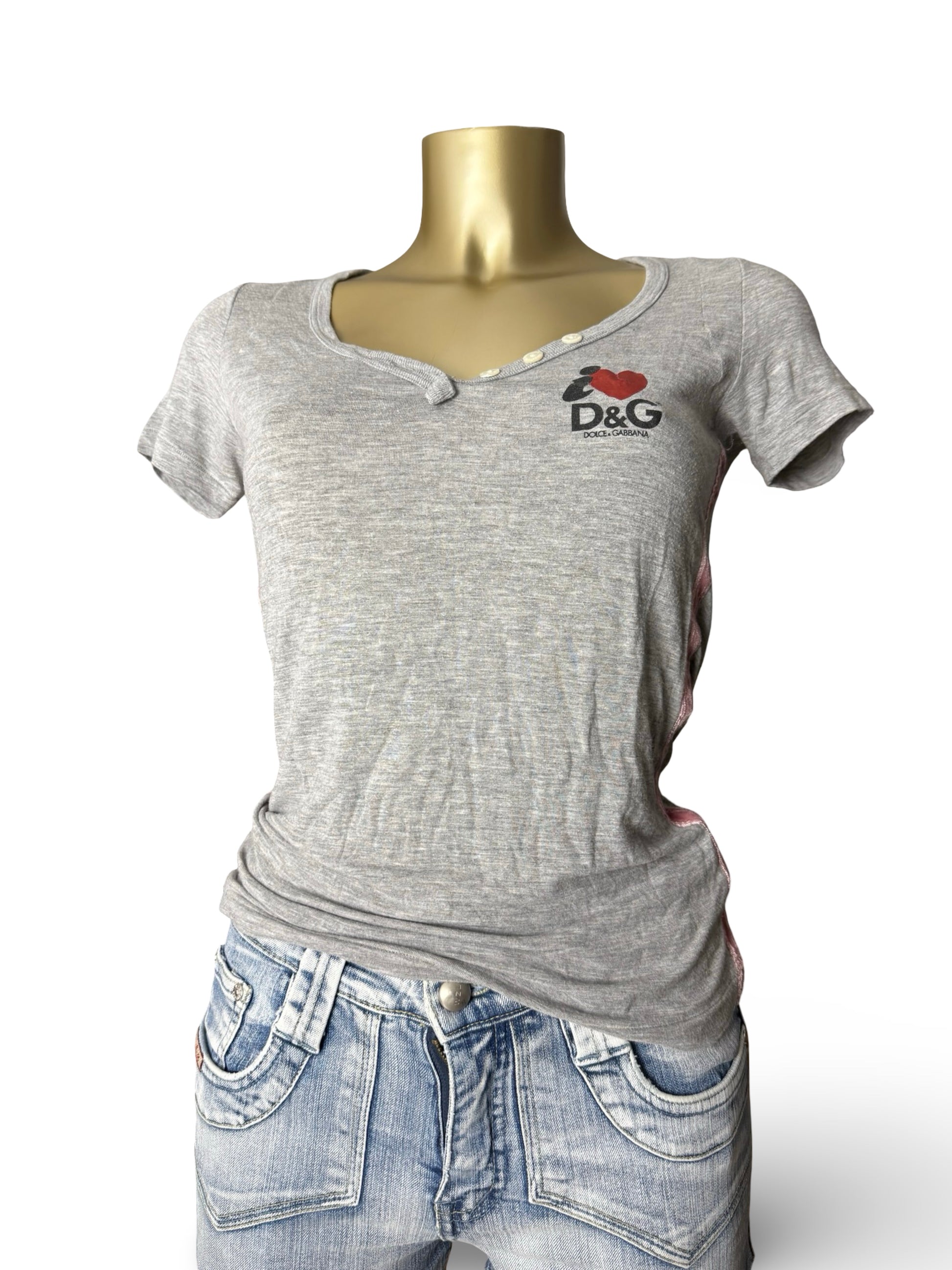 Grey logo tight fit tee (S/M)