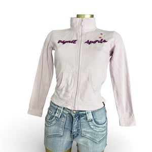 Baby pink zip up cotton sweatshirt (XS)