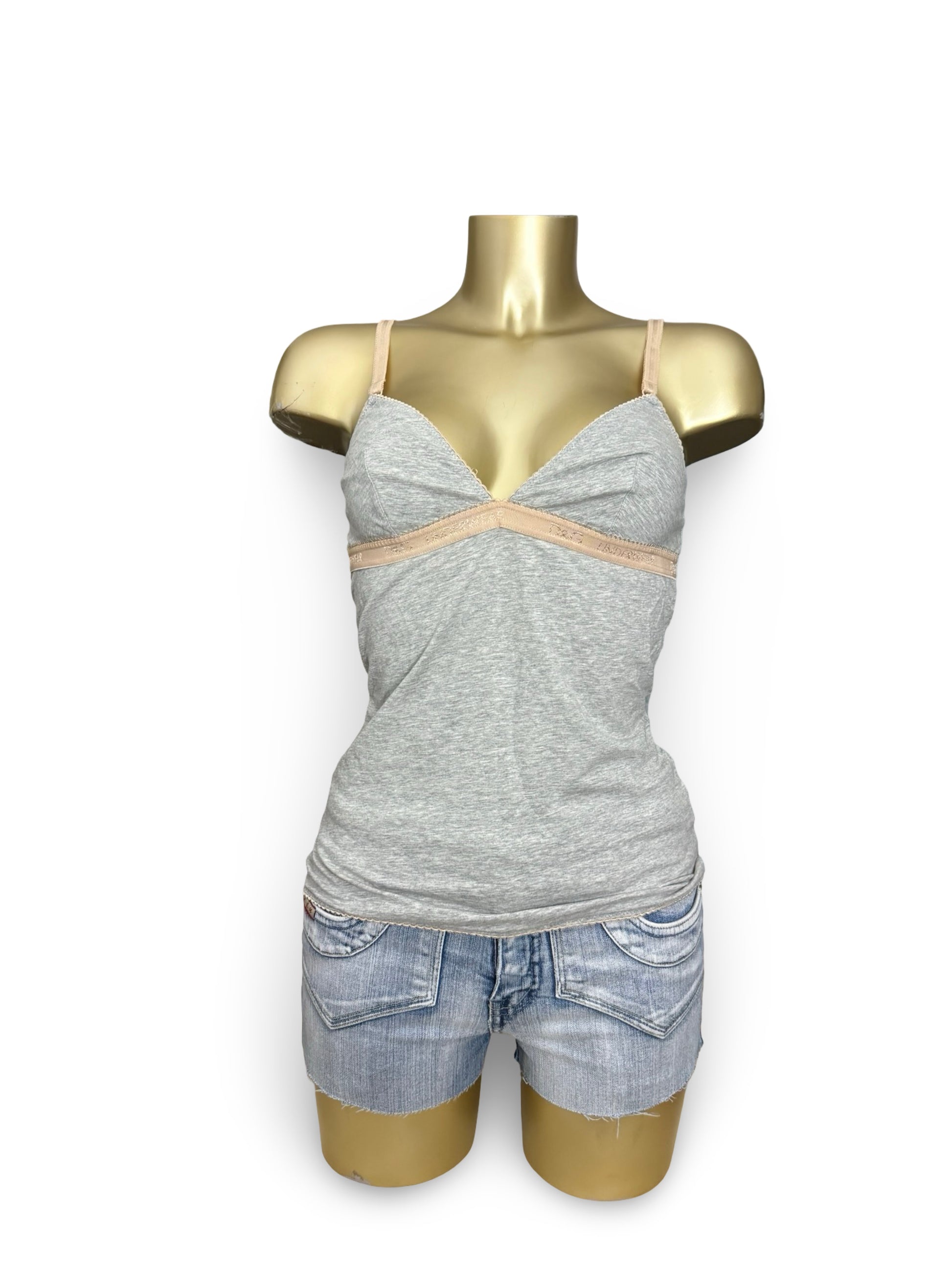 Grey tight fit cotton cami top (M/L)
