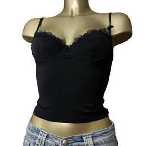 Black bustier lycra babydoll top (XS)