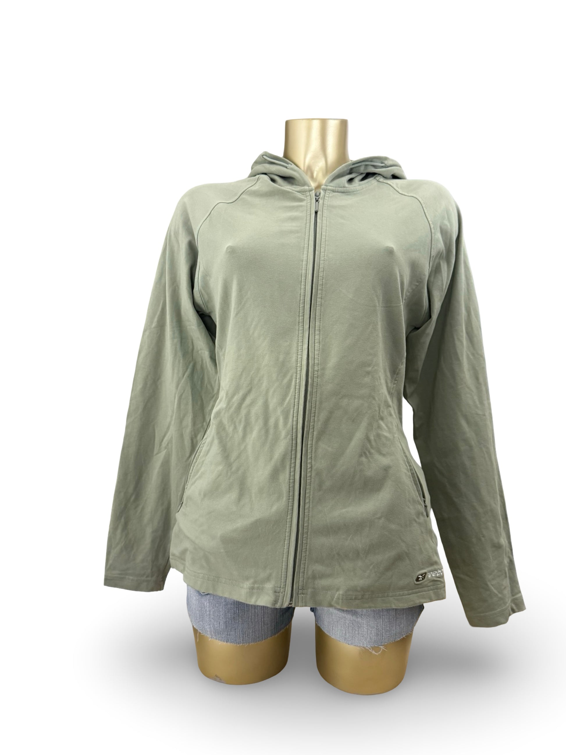 Khaki tight fit zip up hoodie (XL)