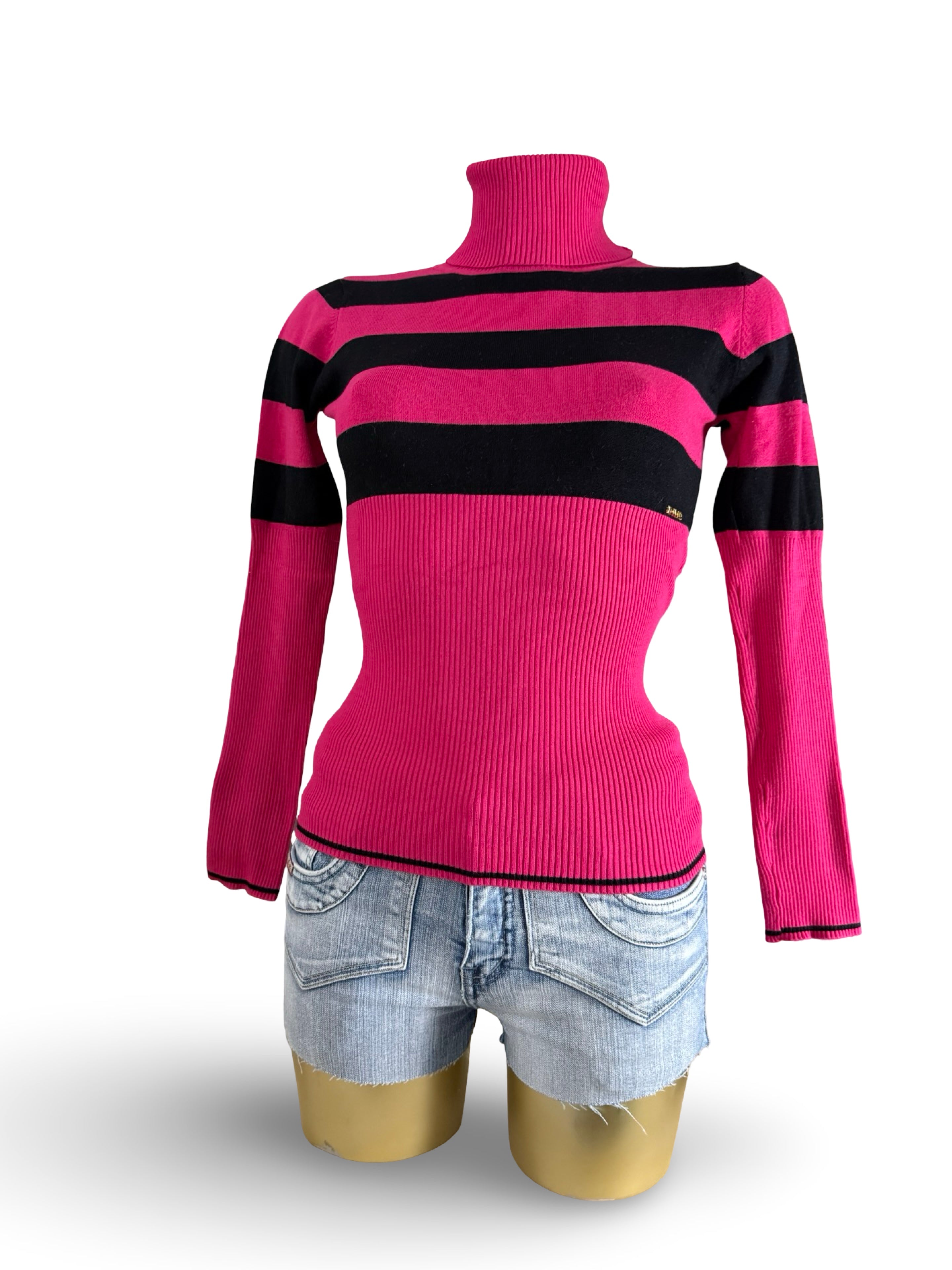 Pink striped turtleneck jumper (S/M)