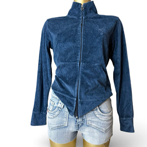 Blue velvet zip up sweatshirt (M)