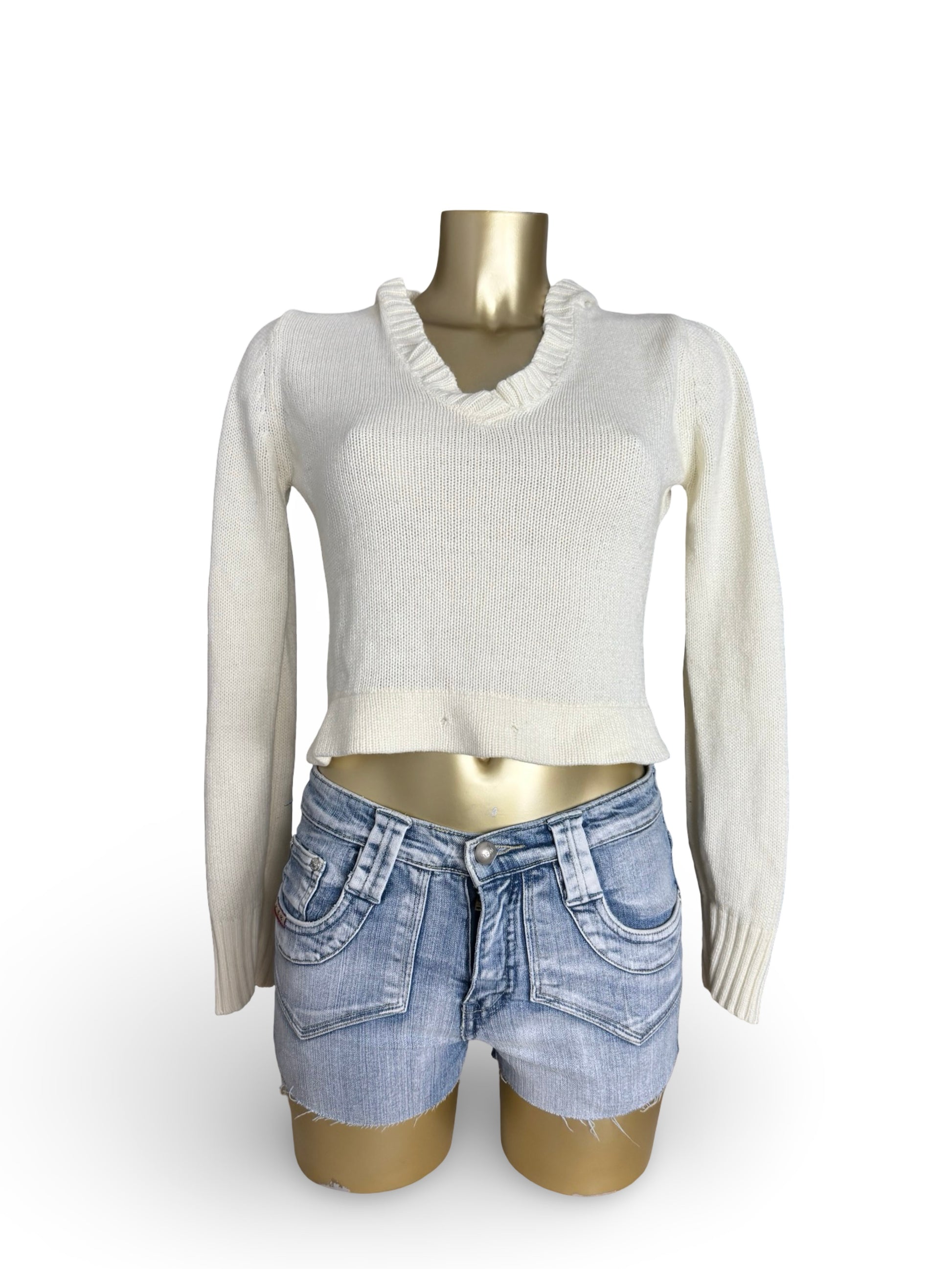 Cream hooded 100% cotton jumper (M)