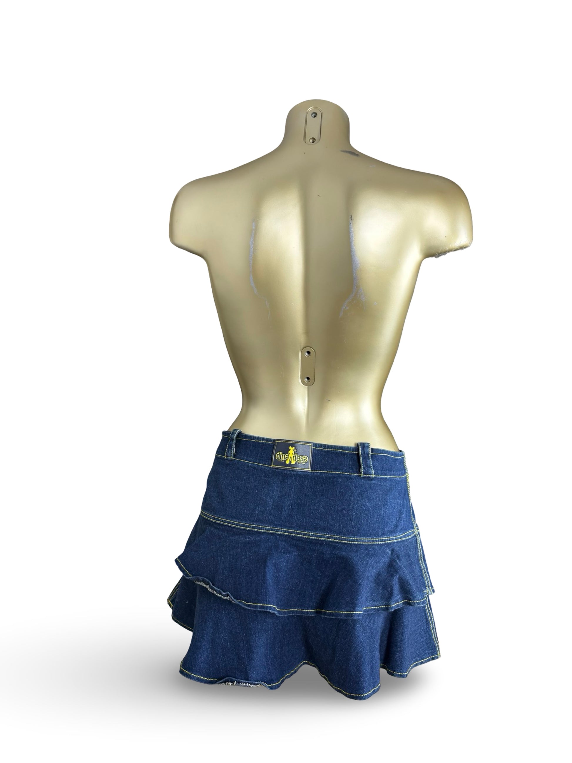 Navy denim pleated mini skirt (M)