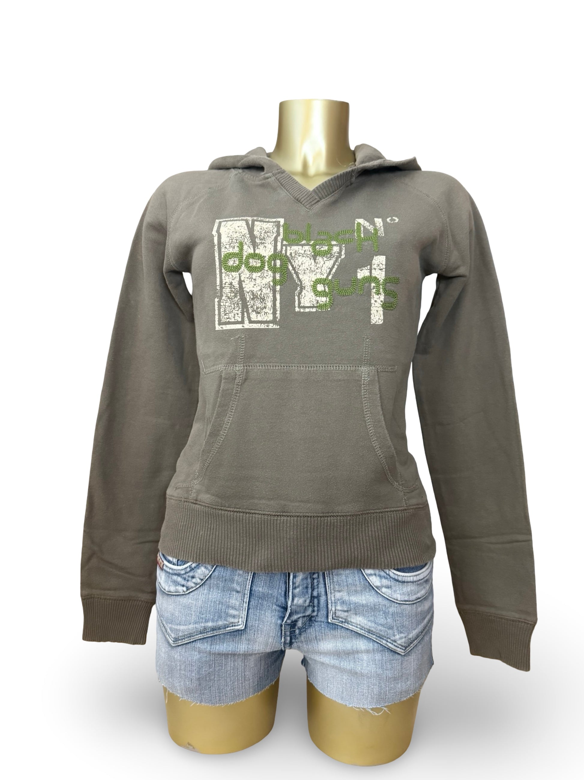 Khaki graphic 100% cotton hoodie (L)