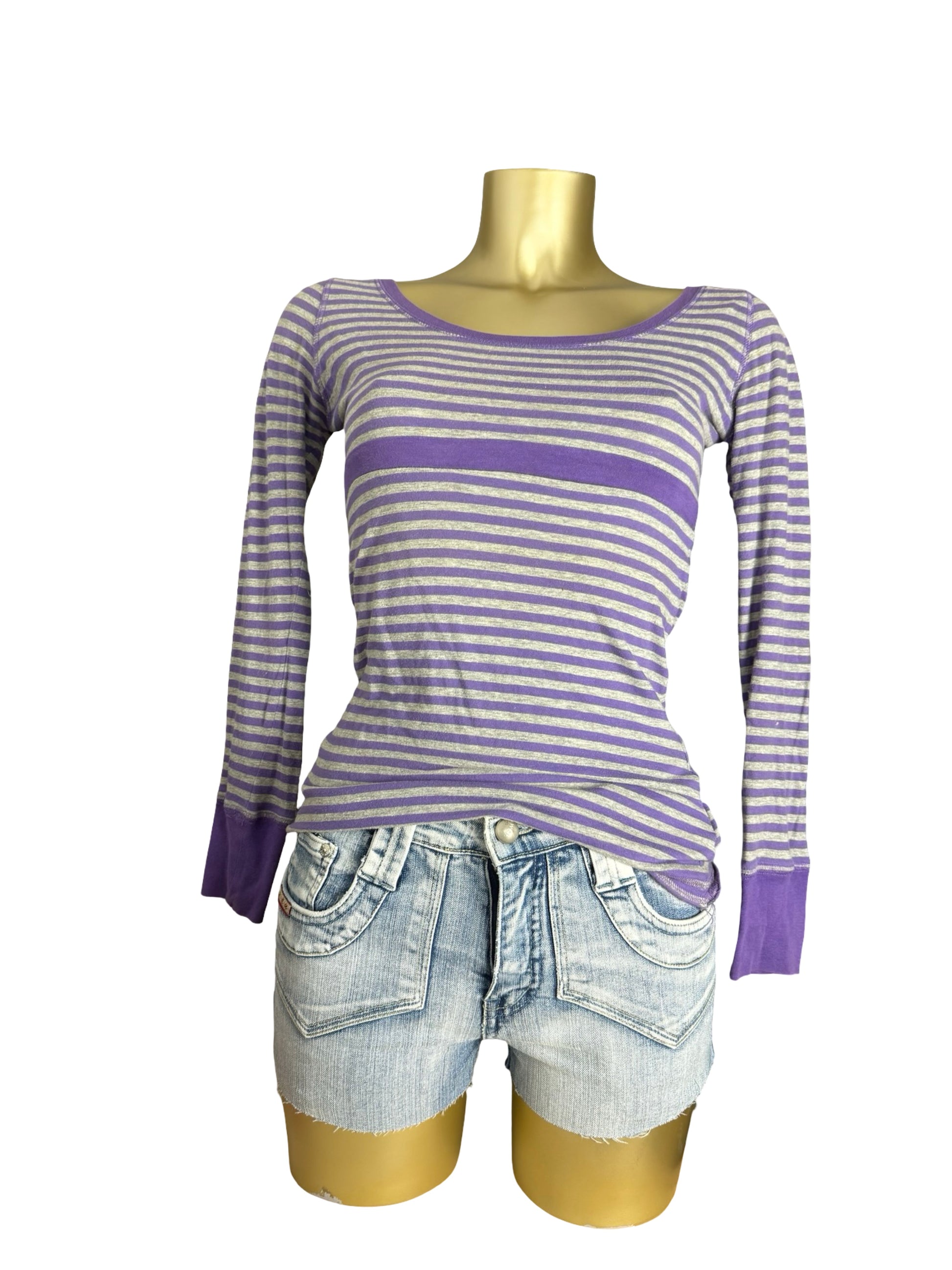 Cotton striped long sleeves top (S/M)