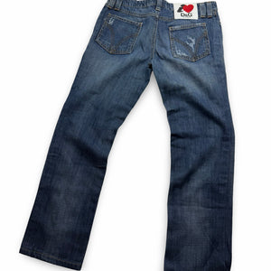 Blue denim low rise skinny pants (S)