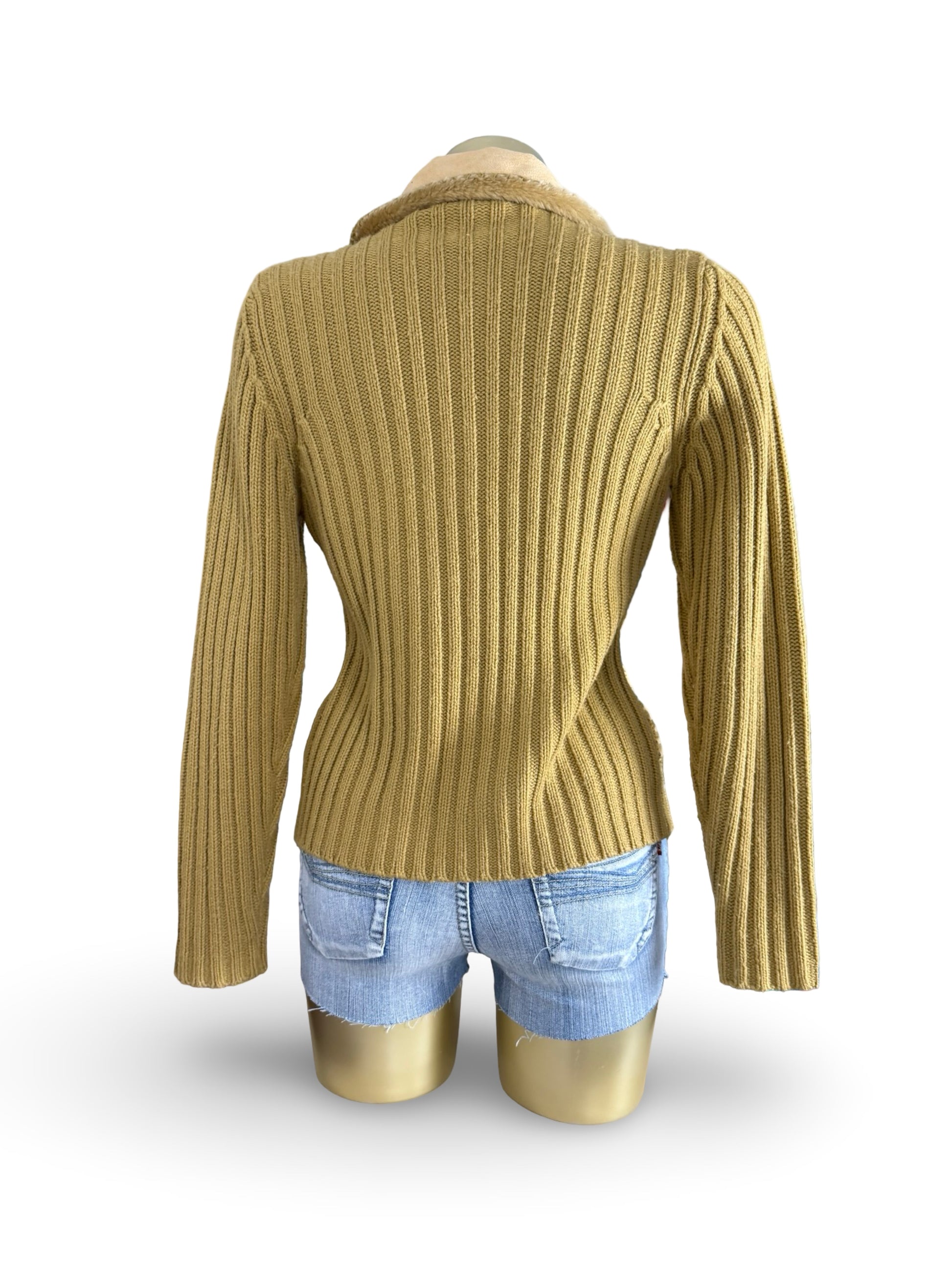 Beige bi fabric zip up biker jacket (M/L)