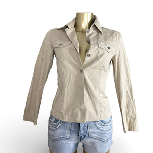 Beige tight fit denim jacket (S)