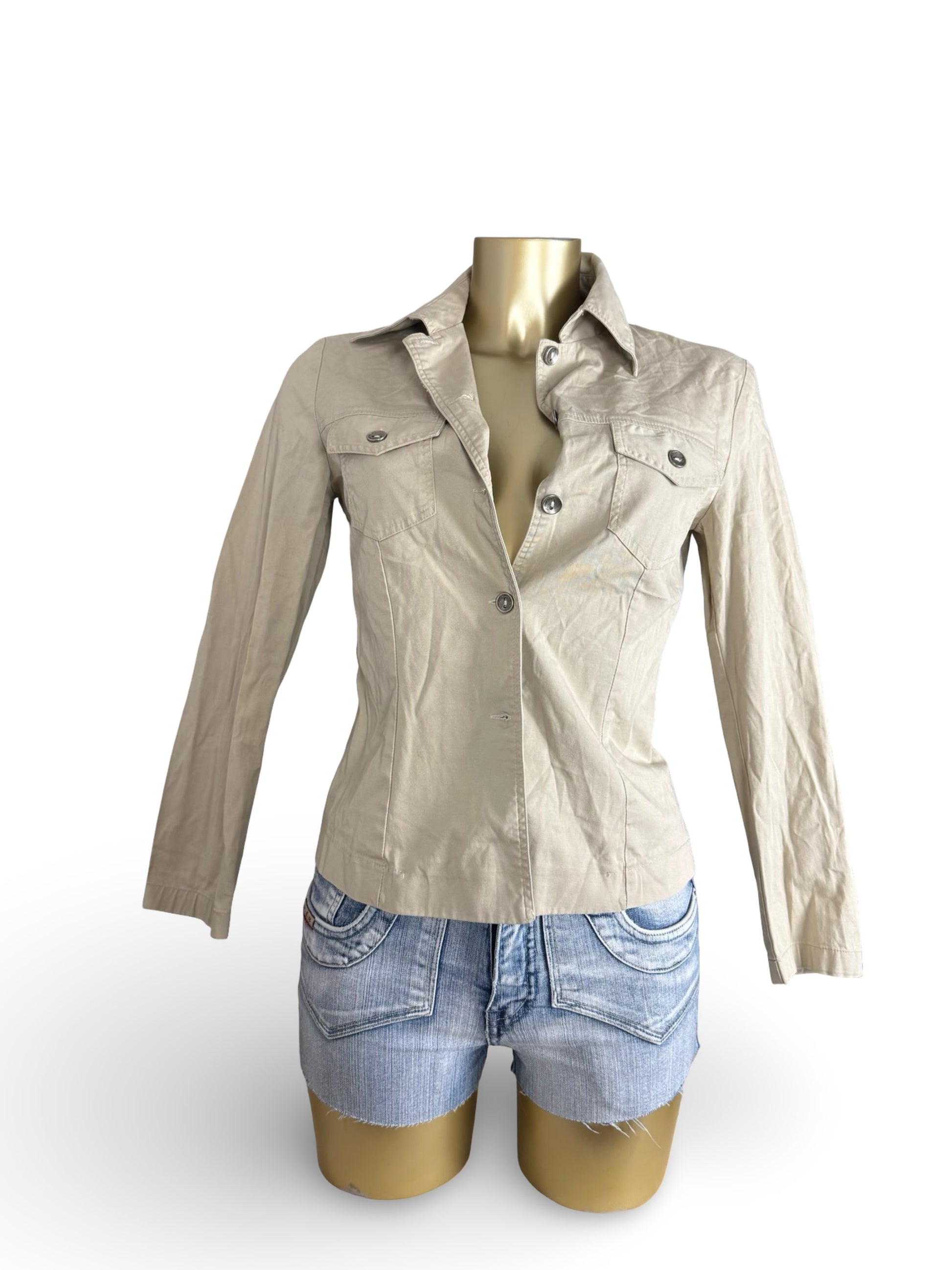 Beige tight fit denim jacket (S)