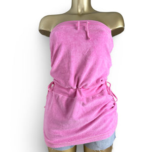Pink velvet cotton mini dress (XS)