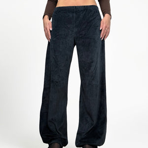 Navy low rise velvet joggers pants (S/M)