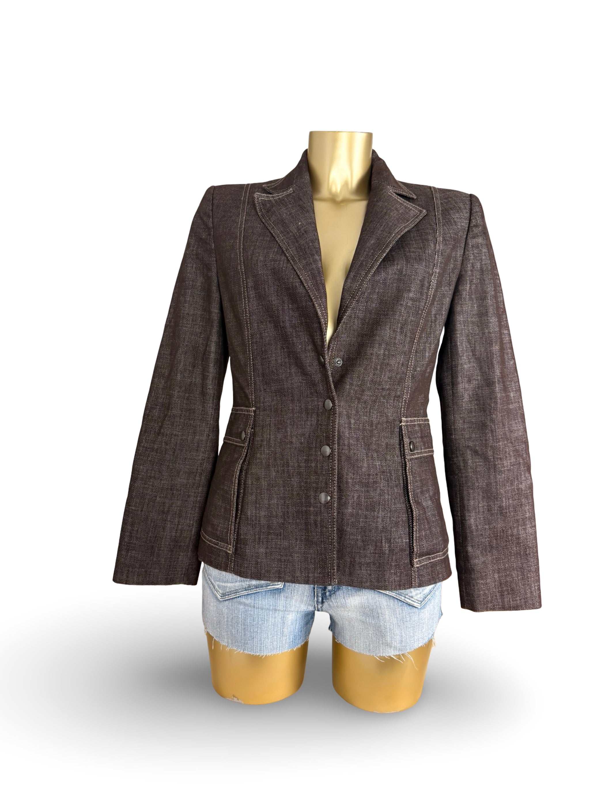 Brown denim office siren blazer jacket (L)