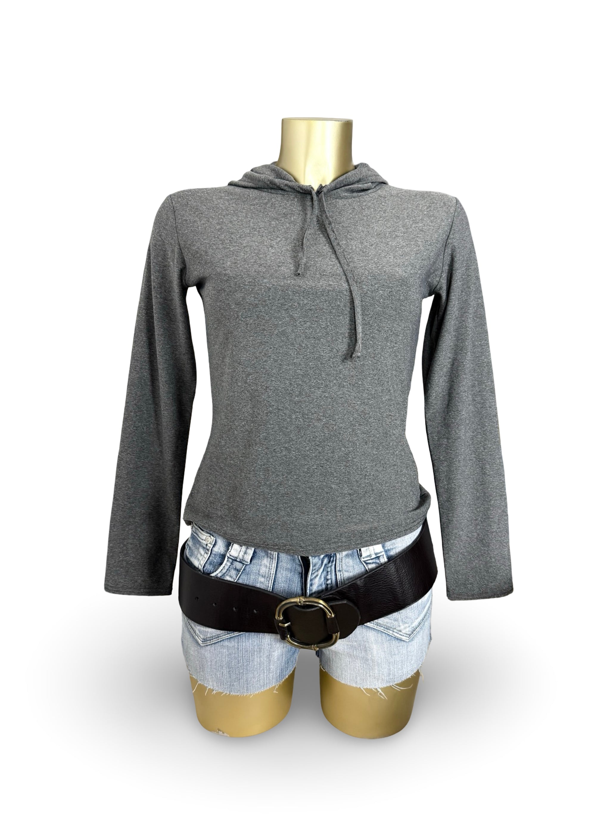 Grey tight fit hooded top (S/M)