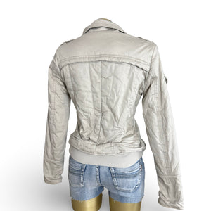Beige zip up biker jacket (S)
