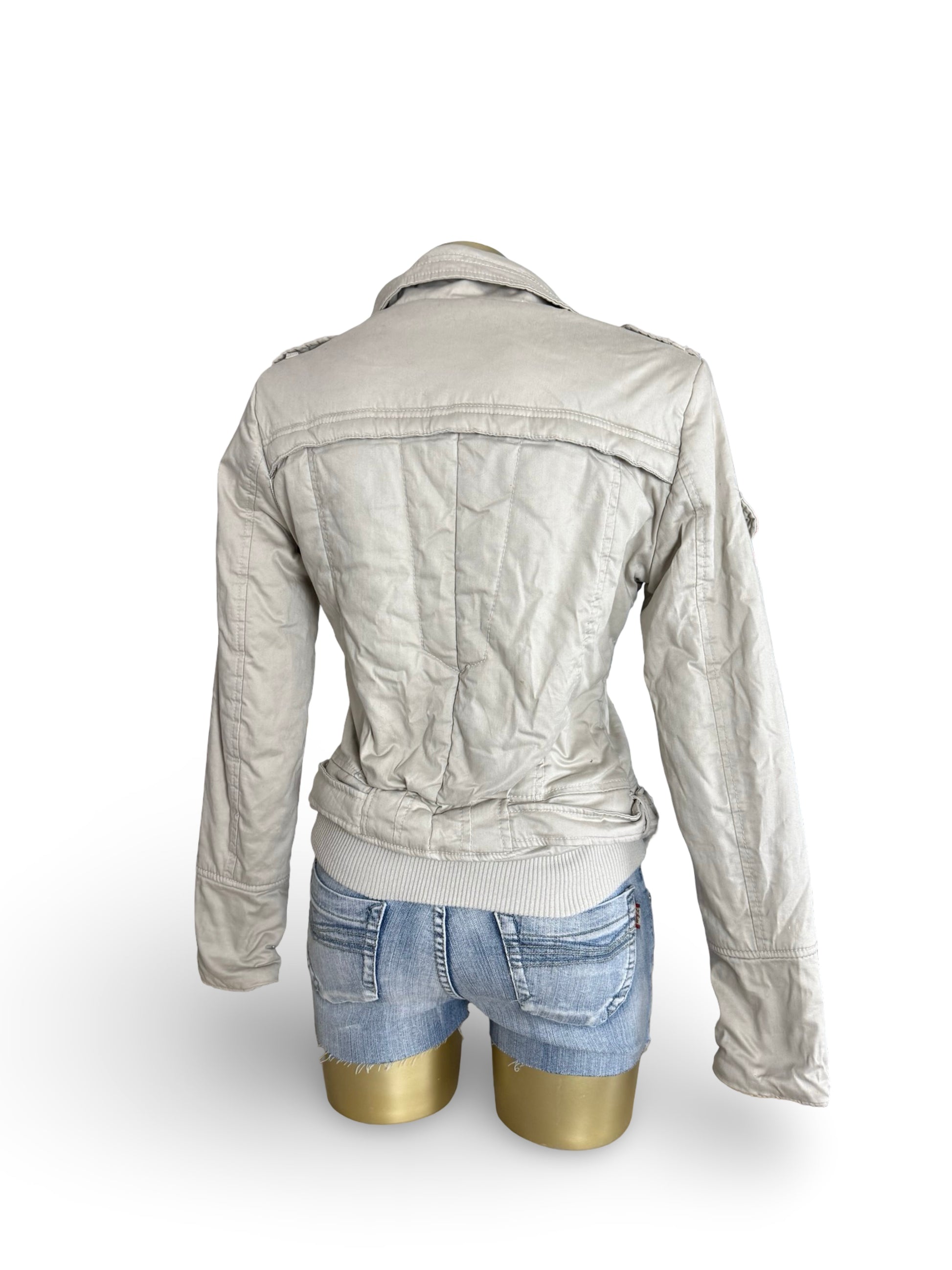 Beige zip up biker jacket (S)