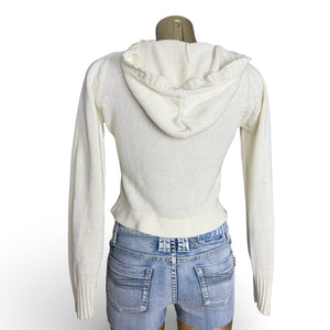 Cream hooded 100% cotton jumper (M)