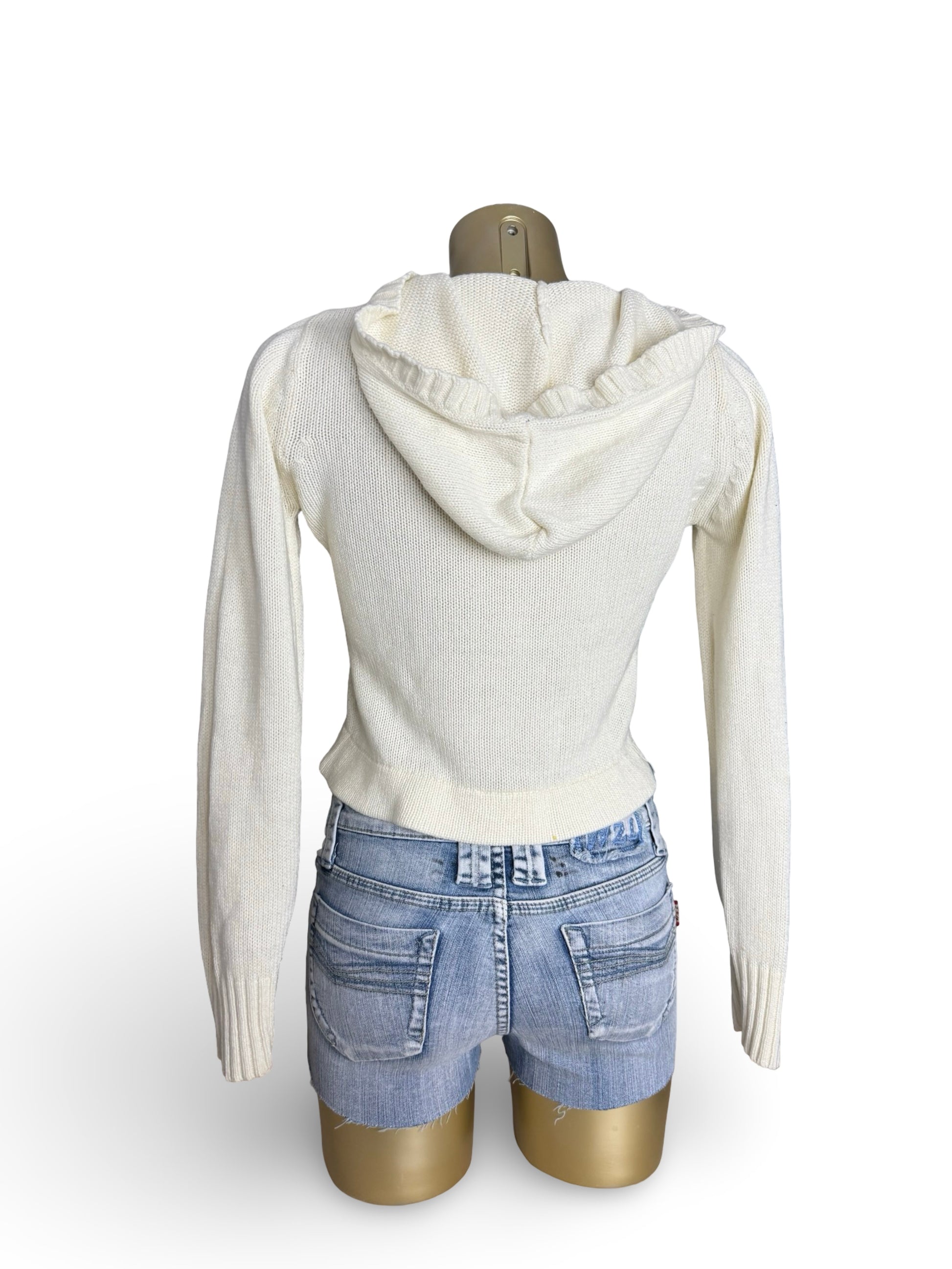 Cream hooded 100% cotton jumper (M)