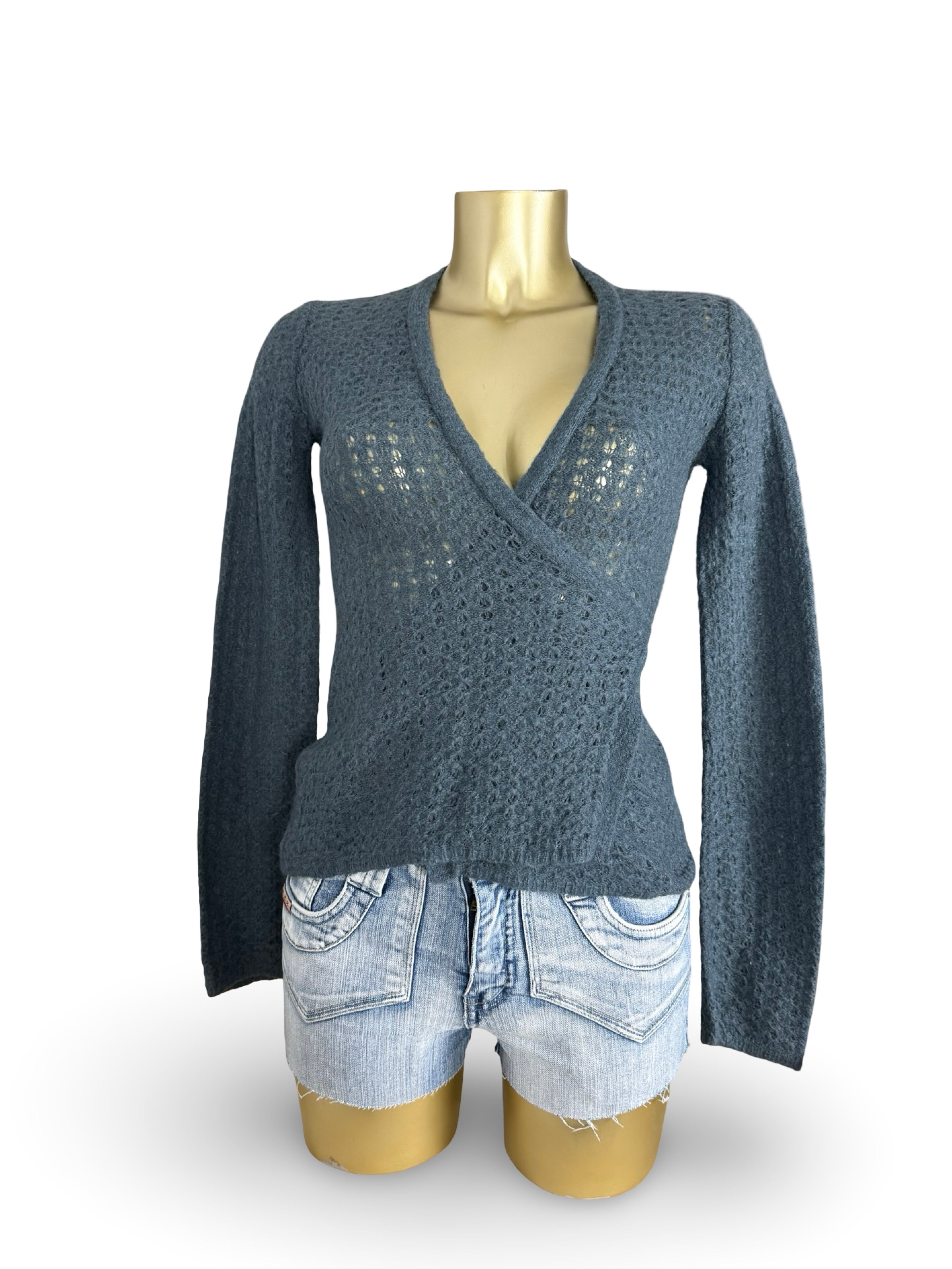Grey wool & mohair super soft cardigan jumper (XS/S)