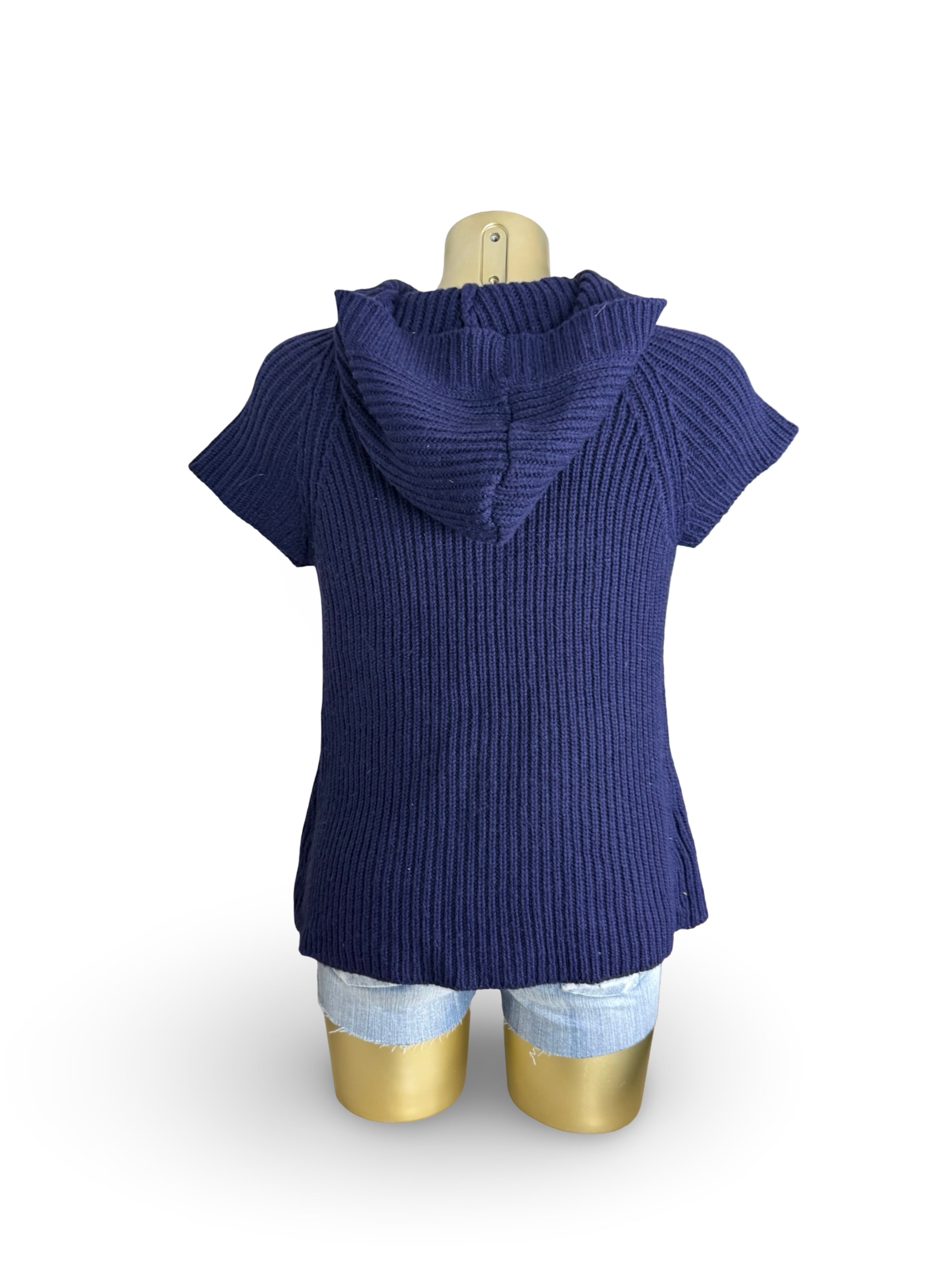 Purple hooded short sleeves cardigan jumper (M)