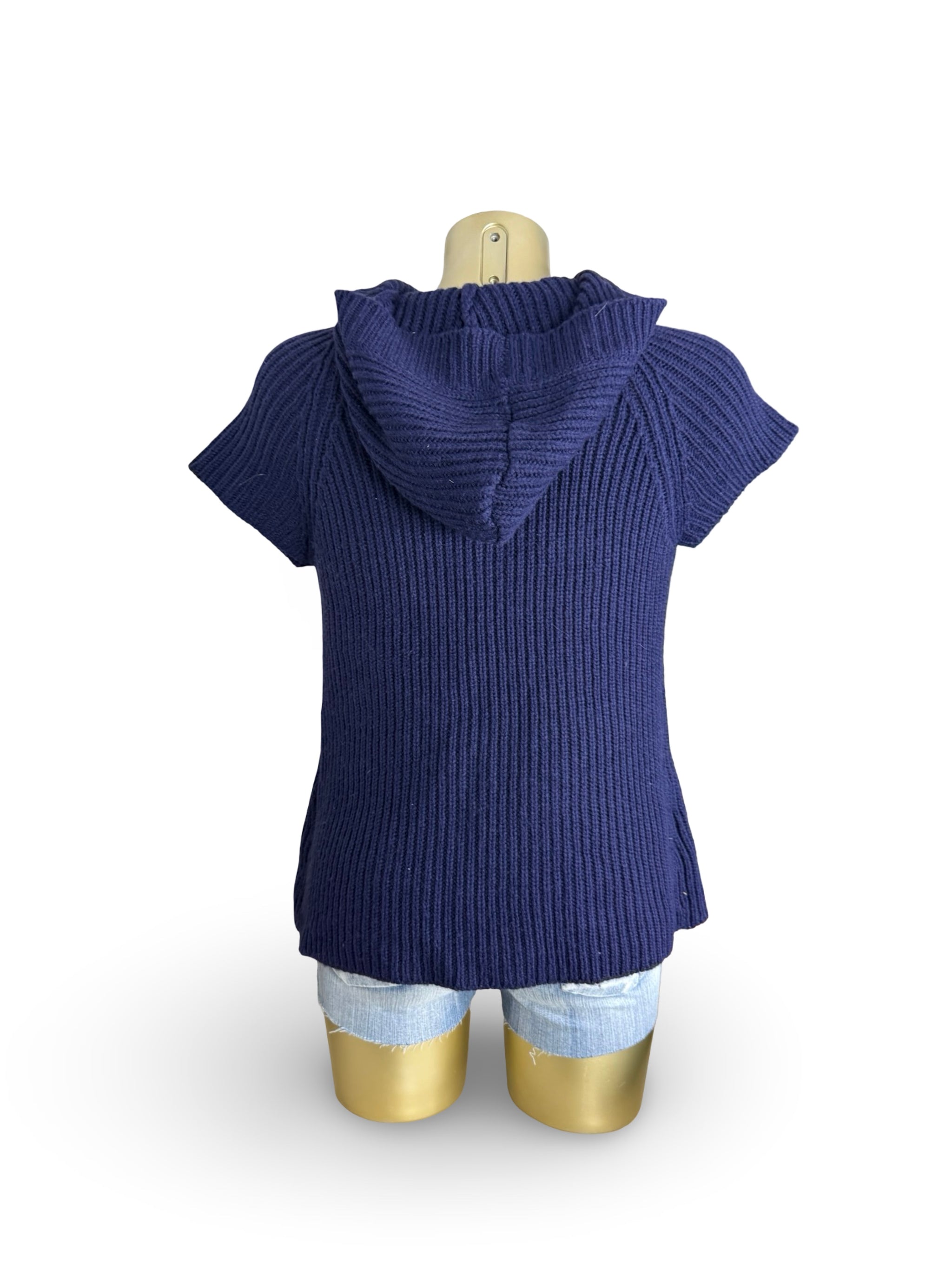 Purple hooded short sleeves cardigan jumper (M)