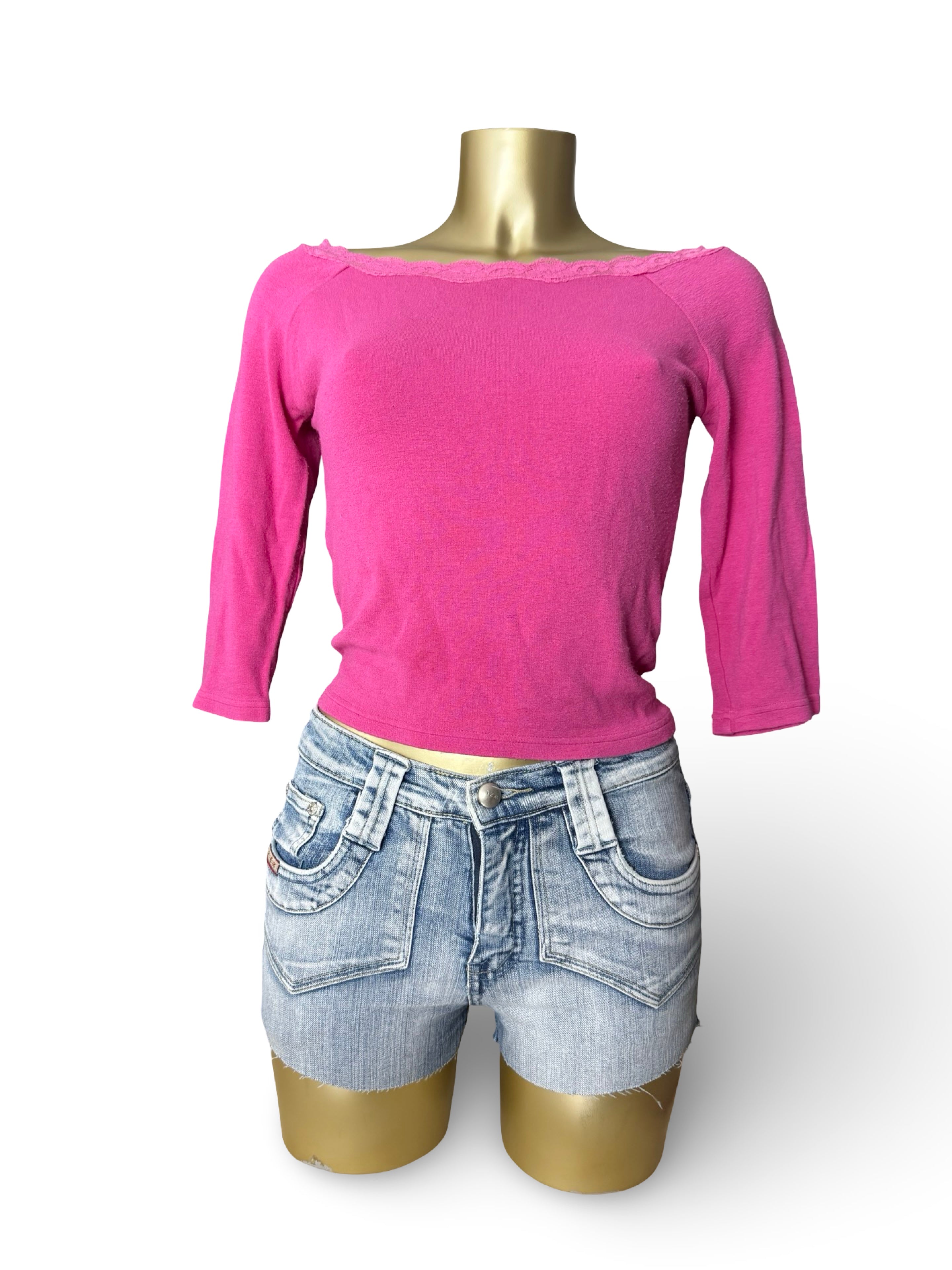 Pink bardot  long sleeves top (M)