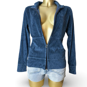 Blue velvet zip up sweatshirt (M)