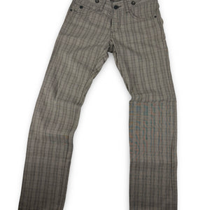 Brown check print low rise baggy pants (M)