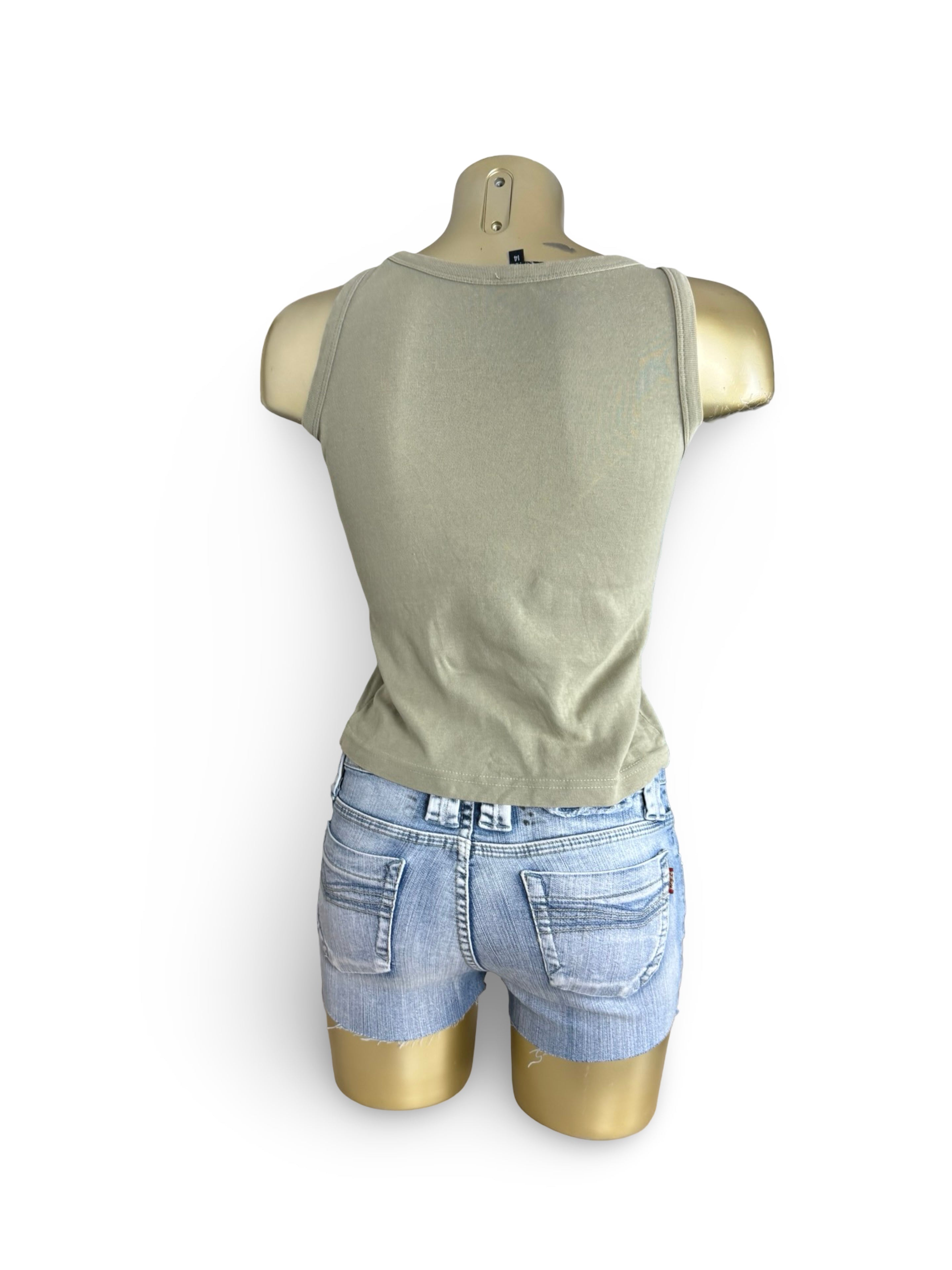Khaki graphic cotton tank top (S)