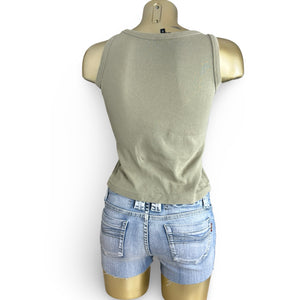 Khaki graphic cotton tank top (S)