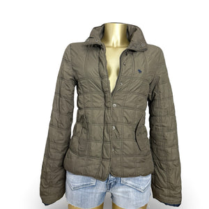 Khaki duck down warm puffer jacket (S)